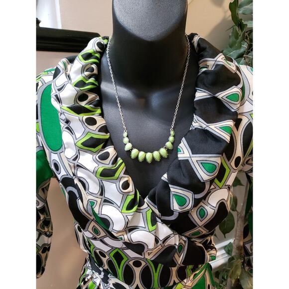 Glam Dress Wrap V-Neck Women S Multicolor Polyester Ruffle Tie Waist 3/4 Sleeve - Picture 3 of 10